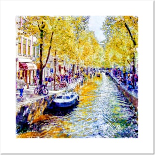 Amsterdam Canal watercolor Posters and Art